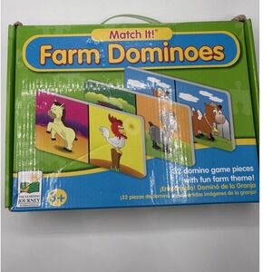 Farm Dominoes Match It 32 Domino Game Pieces with Fun Farm Theme for Kids